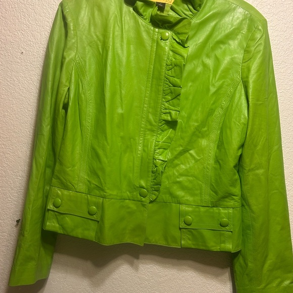 St. John Vibrant Lime Leather Jacket - Picture 1 of 10